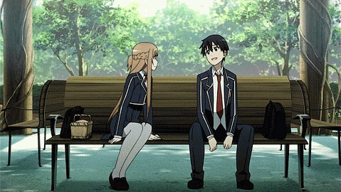 Anime Couple Sitting On Bench gambar ke 6