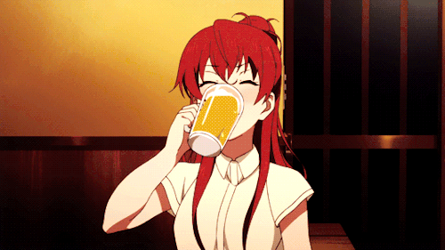 anime girl drinking tea gif