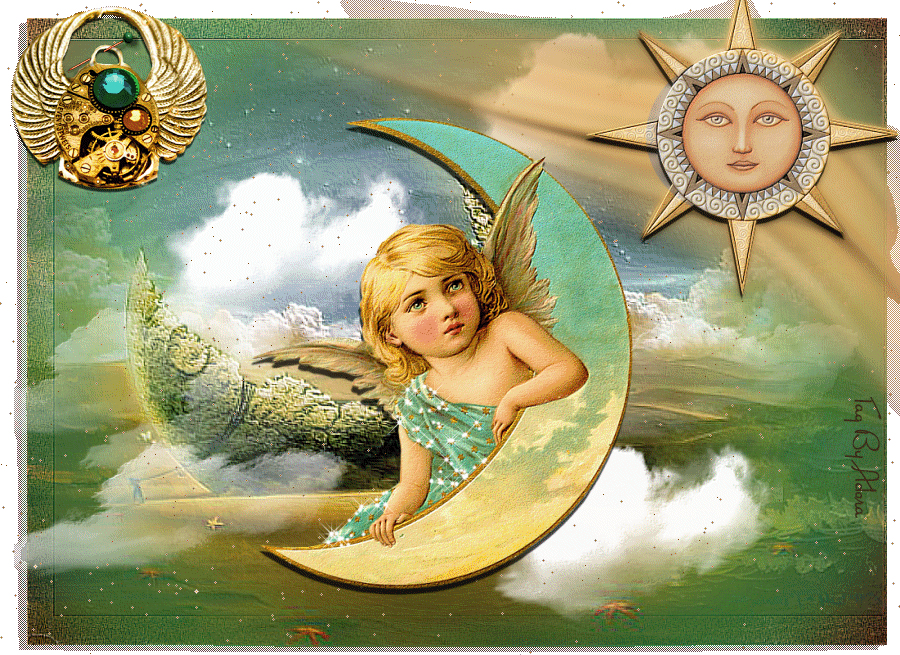 angel with moon and sun