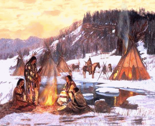 Native Americans at a campside