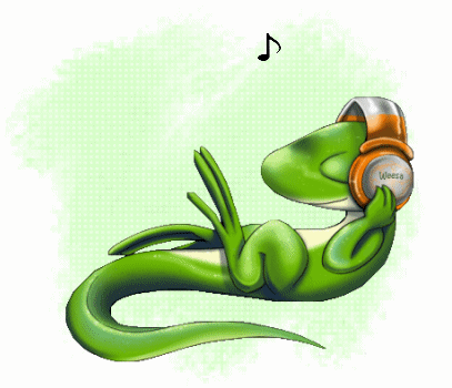 lizard listening to music