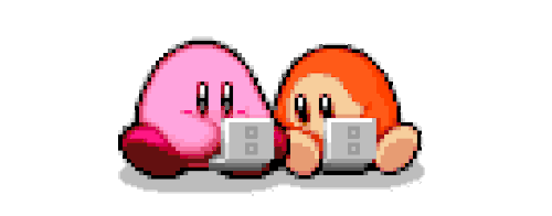 Kirby and Waddle Dee are programming together. - Gif Abyss