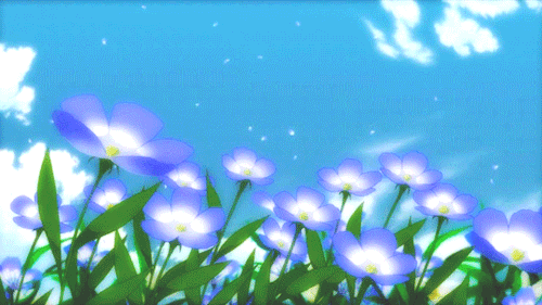 GIF anime flowers scenery - animated GIF on GIFER