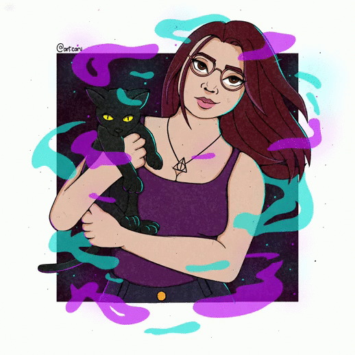 Girl with black cat by art.caru
