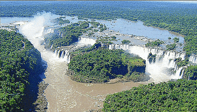 Aerial view of Iguaza Falls