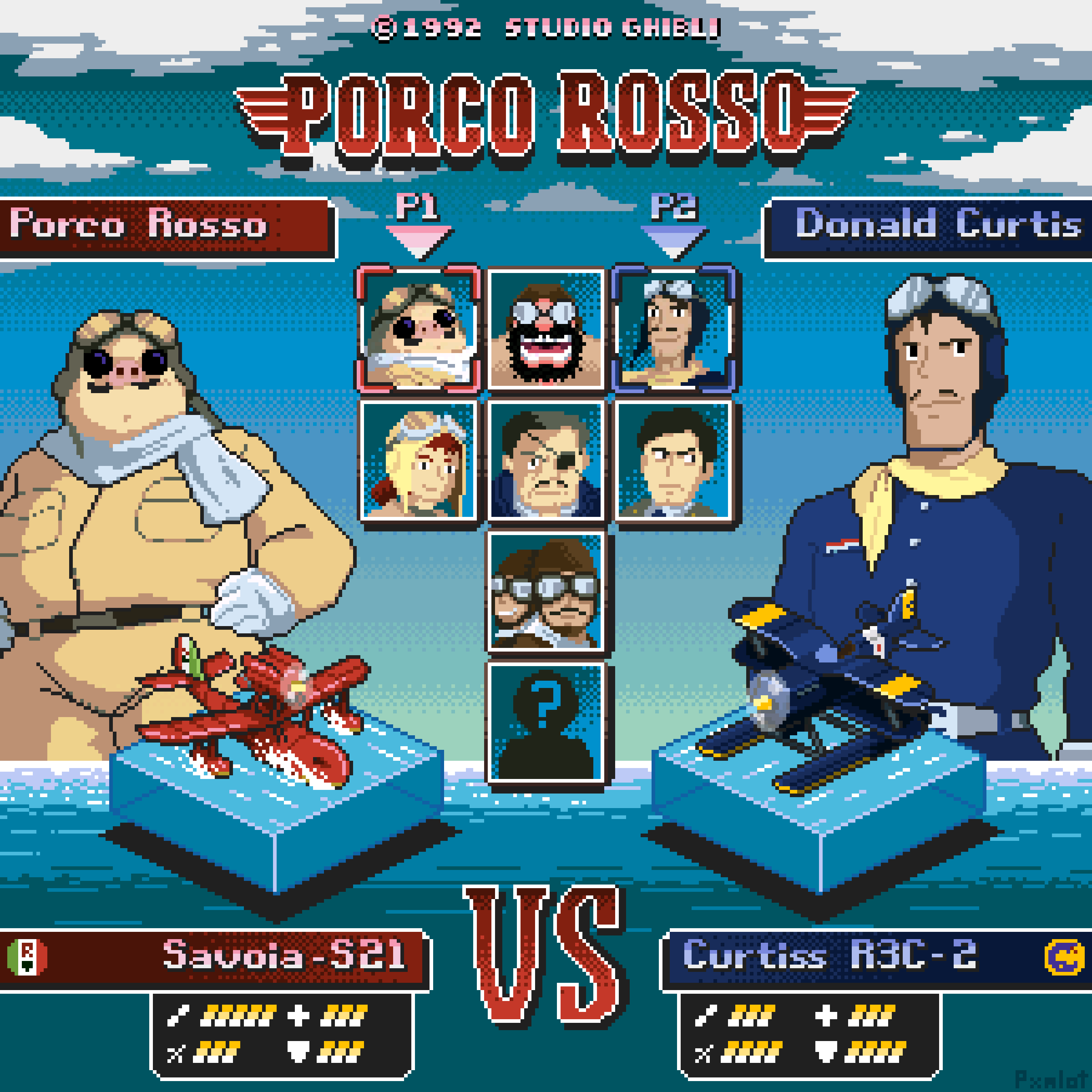 Porco Rosso re-imagined as an old school videogame