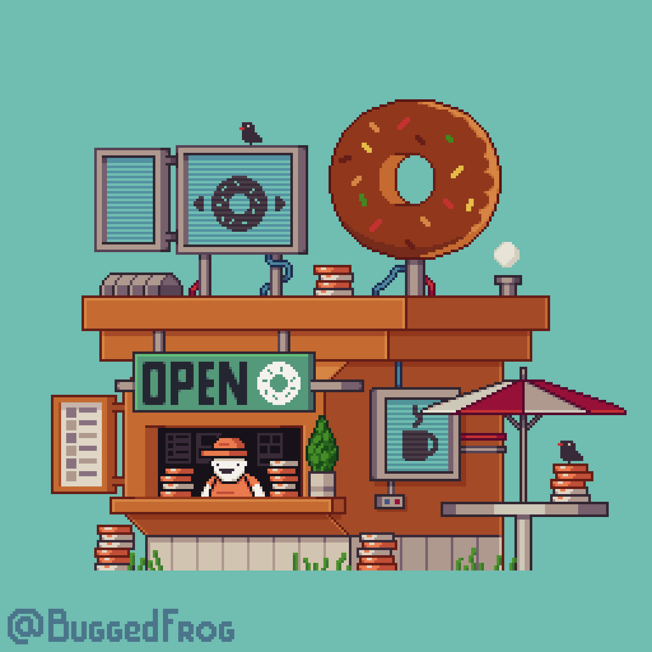Donuts and coffee by buggedfrog
