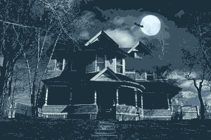 a haunted hous in the night