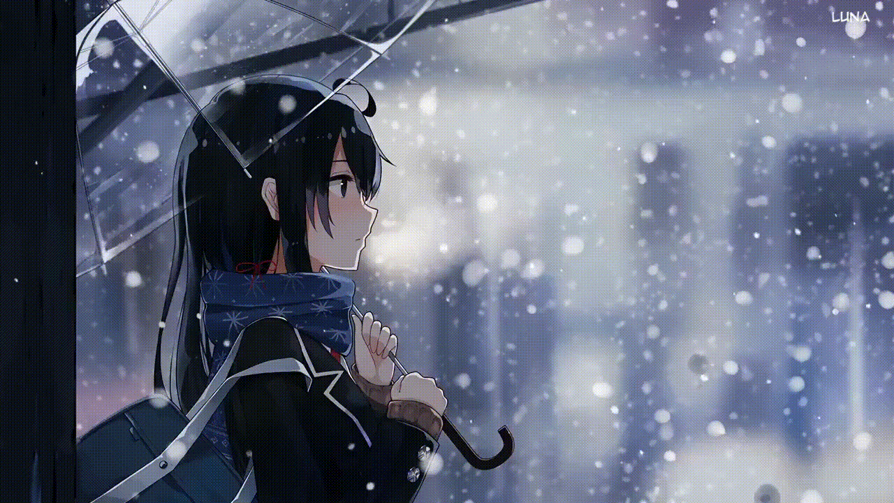 Anime Clock On Street Winter Snow Fall GIF  GIFDBcom