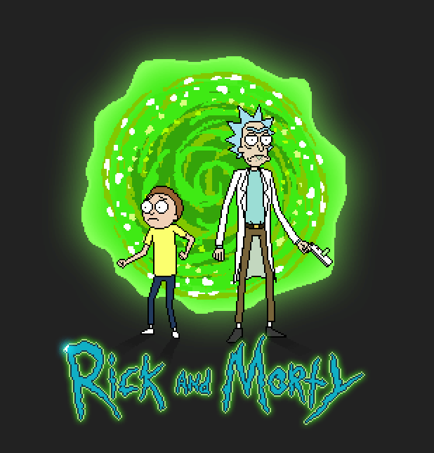 Rick Sanchez and Morty Smith Pixel Art Gif