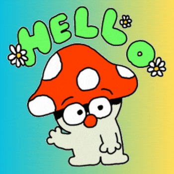 Cheerful Hello from the Whimsical Mushroom Buddy - Gif Abyss