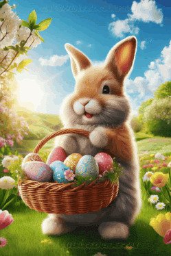 Animated Easter Bunny | Bouncy Bunny Basket | Easter Rabbit GIF - Gif Abyss