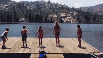 Epic Splash Fail: Hilarious Lake Jump Gone Wrong! - Gif Abyss