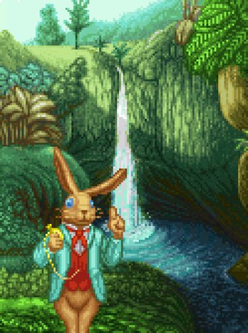 Download Artistic Pixel Art Rabbit Waterfall Nature Gif